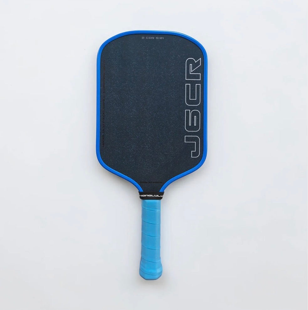 J6CR Crystal Blue Endurance Pickleball Paddle, 16mm Carbon Fibre