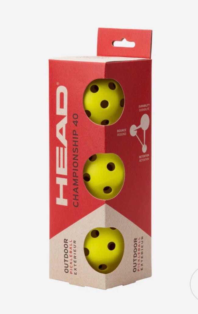 Head championship 40 outdoor pickleball balls - pack of 3