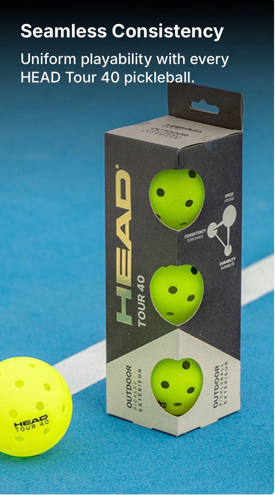 HEAD TOUR 40 3pcs Pickleballs