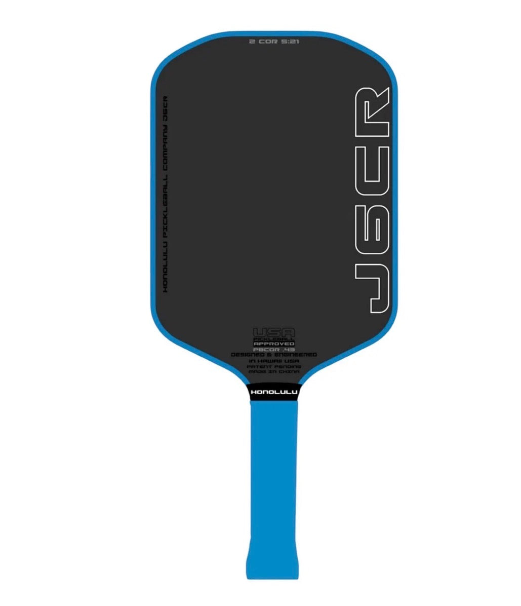 J6CR Crystal Blue Endurance Pickleball Paddle, 16mm Carbon Fibre