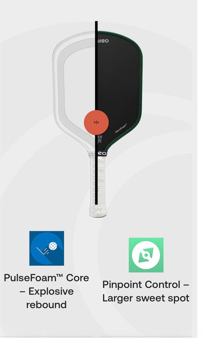 AIREO Cyclone X Hybrid USAP PBCoR .43 Certified 16mm Pickleball Paddle – NanoGraph Grit Surface With PulseFoam™ Power Core For Pro-Level Performance