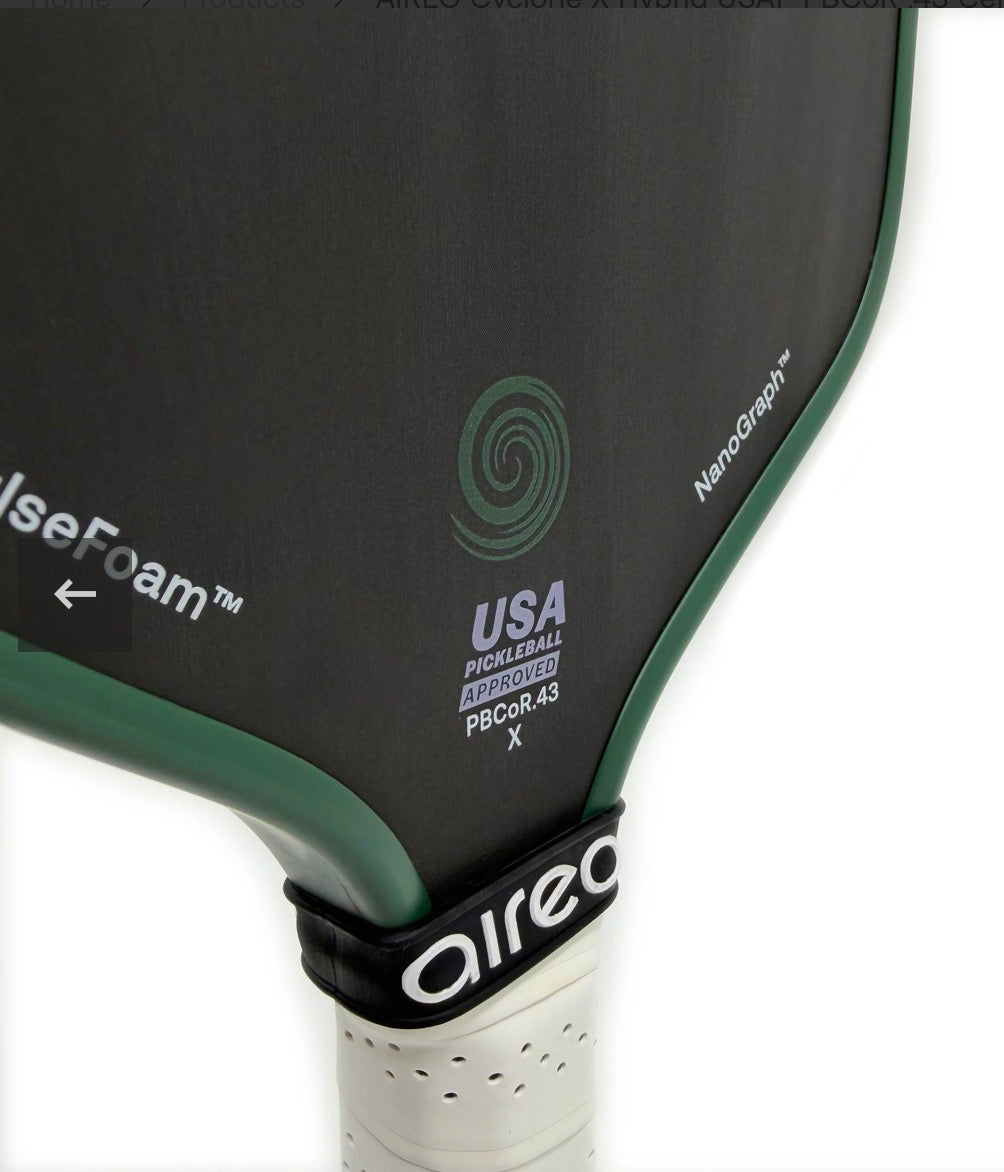 AIREO Cyclone X Hybrid USAP PBCoR .43 Certified 16mm Pickleball Paddle – NanoGraph Grit Surface With PulseFoam™ Power Core For Pro-Level Performance