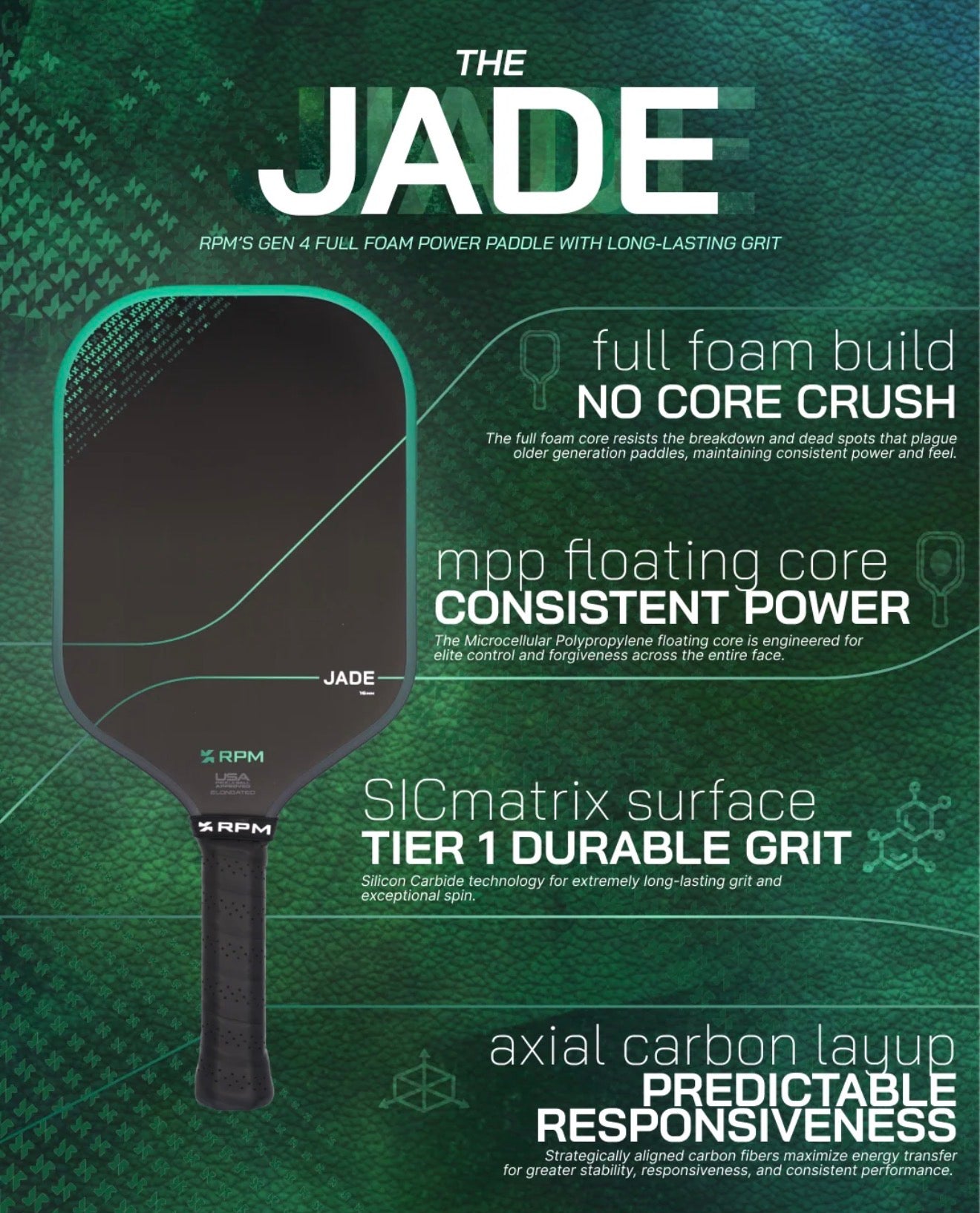RPM JADE 16MM WIDEBODY PICKLEBALL PADDLE